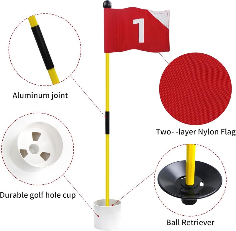 Crestgolf Portable Backyard Practice Golf Hole Cup and Flag Stick of Fiberglass, Golf Putting Green Flagstick Golf Pin Flag Hole Cup Set - Image 2
